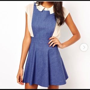 Zack London jean denim dress pinafore skirt UK8